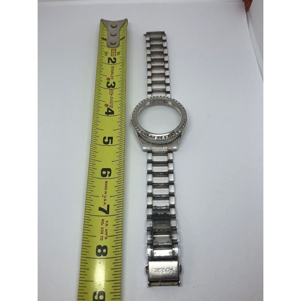 Fossil Watch Used Parts Stainless Steel Band Case Plastic Links 18mm Bb412
